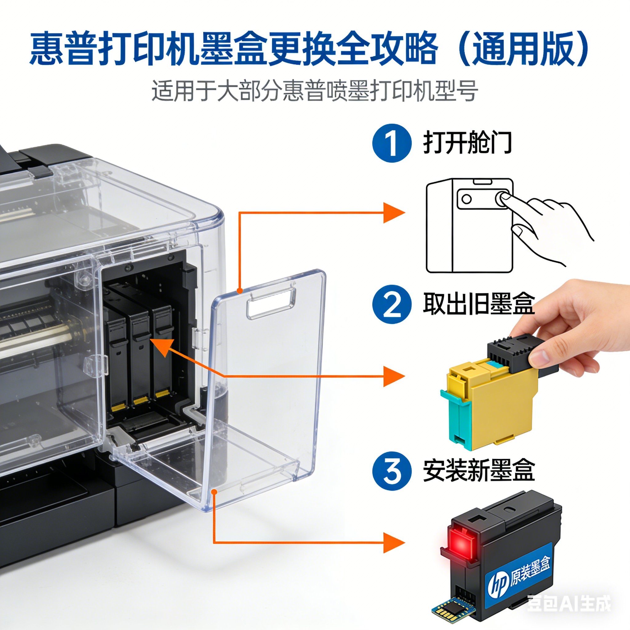 惠普打印机墨盒更换全攻略（通用版）