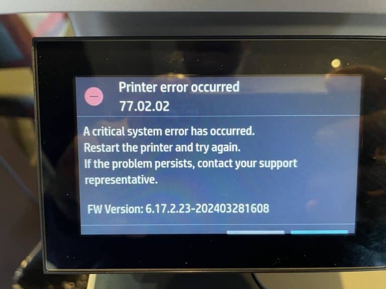 严重错误修复：HP LaserJet Pro MFP 3301fdw 提示 77.02.02 错误