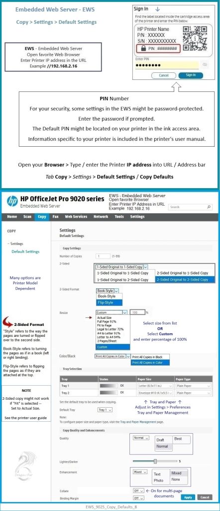 EWS 9025 Copy Defaults 8