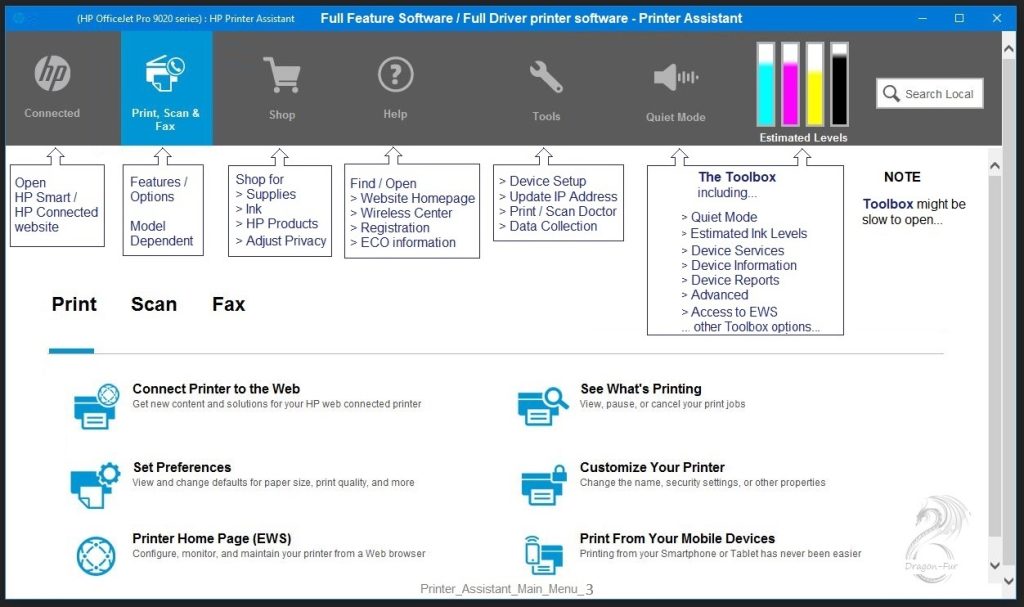 Printer Assistant Main Menu 3