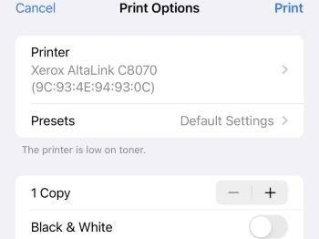 iPhone 只能黑白打印，安卓 Windows 可以彩色打印故障排查
